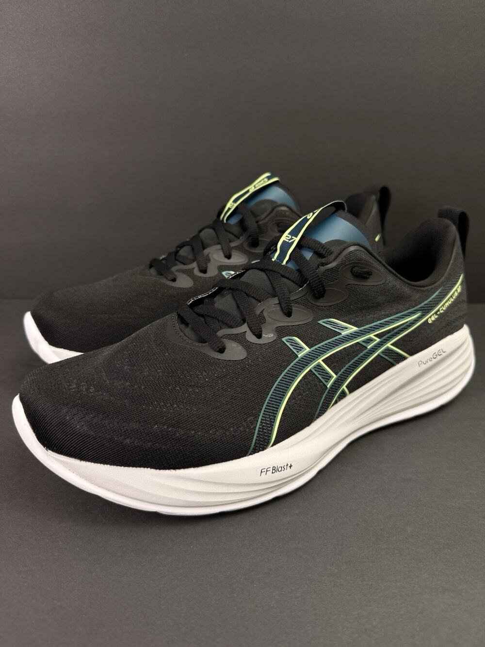 ASICS Gel-Cumulus 27 Men’s 12 Running Shoes Black Green 1011B960 NEW